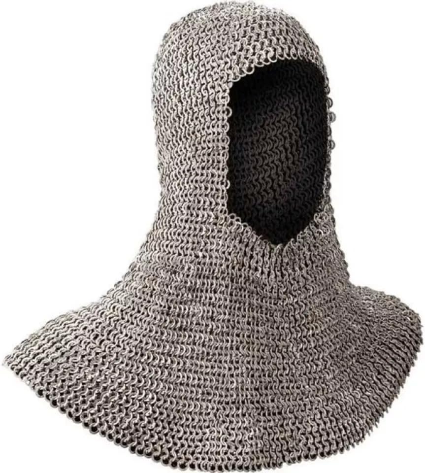 Medieval Aluminum Chainmail Coif Hood 9mm Flat Riveted With Washer