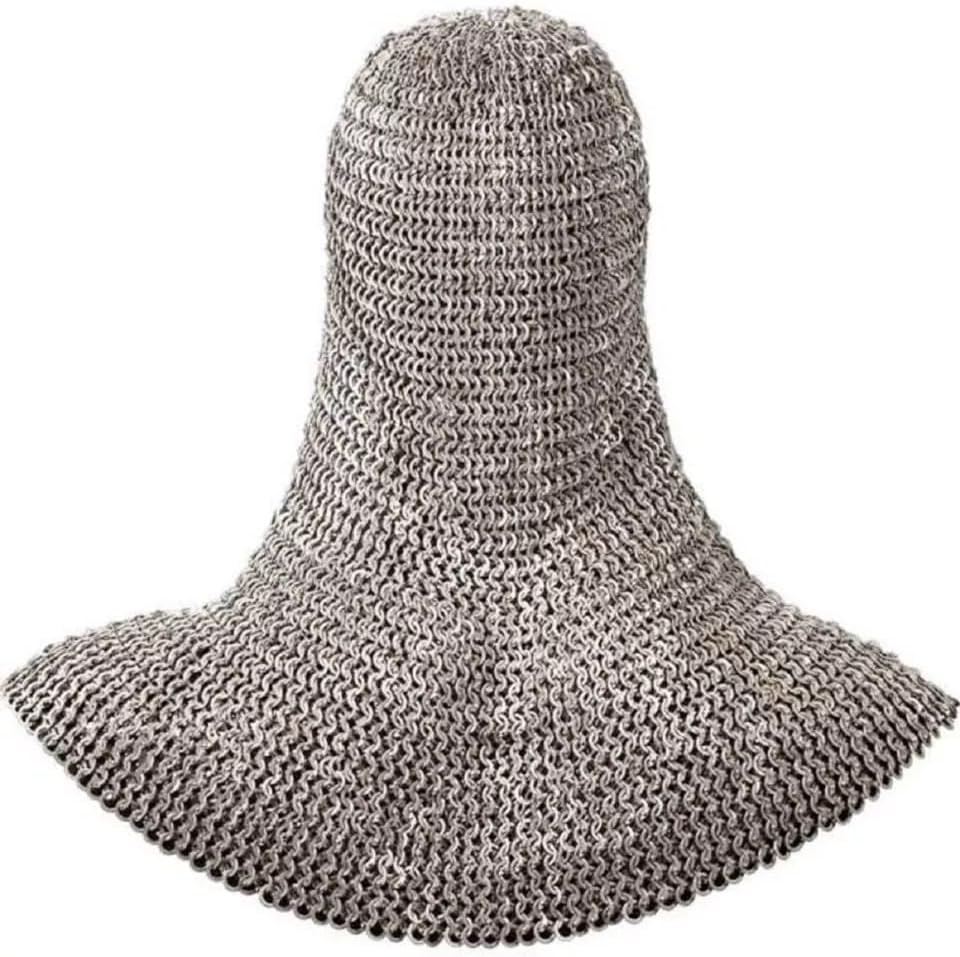 Medieval Aluminum Chainmail Coif Hood 9mm Flat Riveted