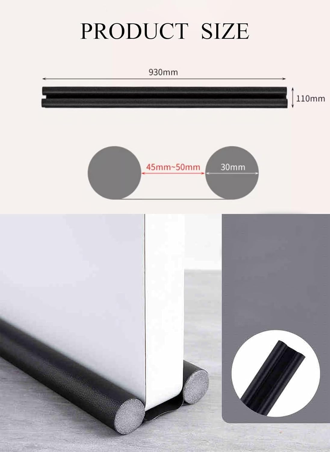 COYOUCO Door Draft Stopper 93Cm Gray