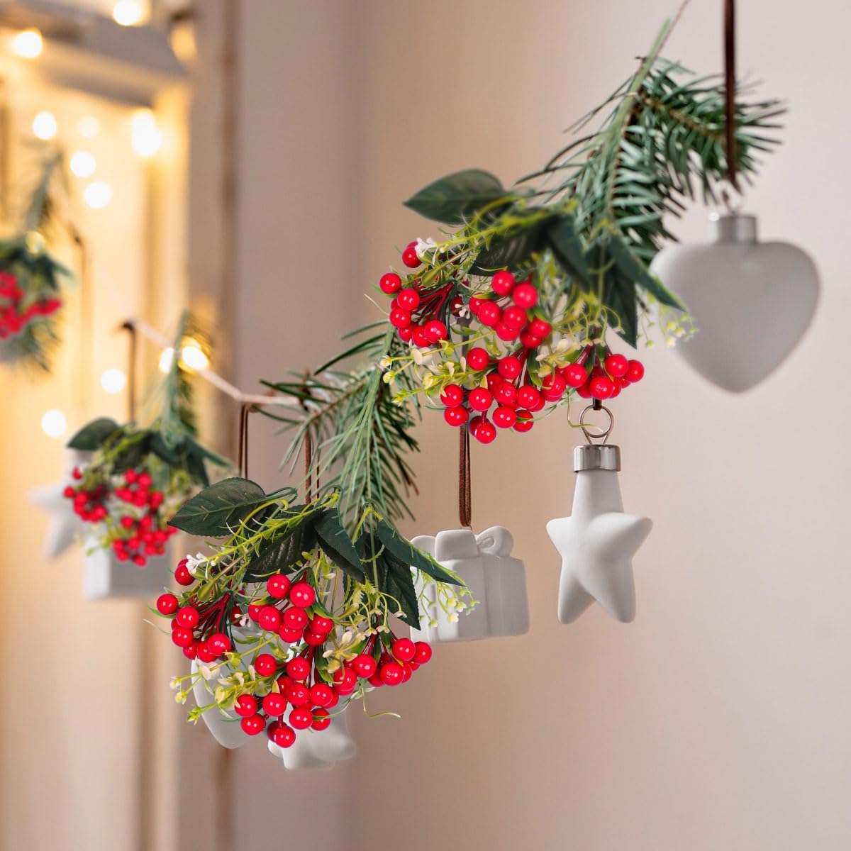 RECUTMS Artificial Christmas Berry Branches 6 Pcs for Decor
