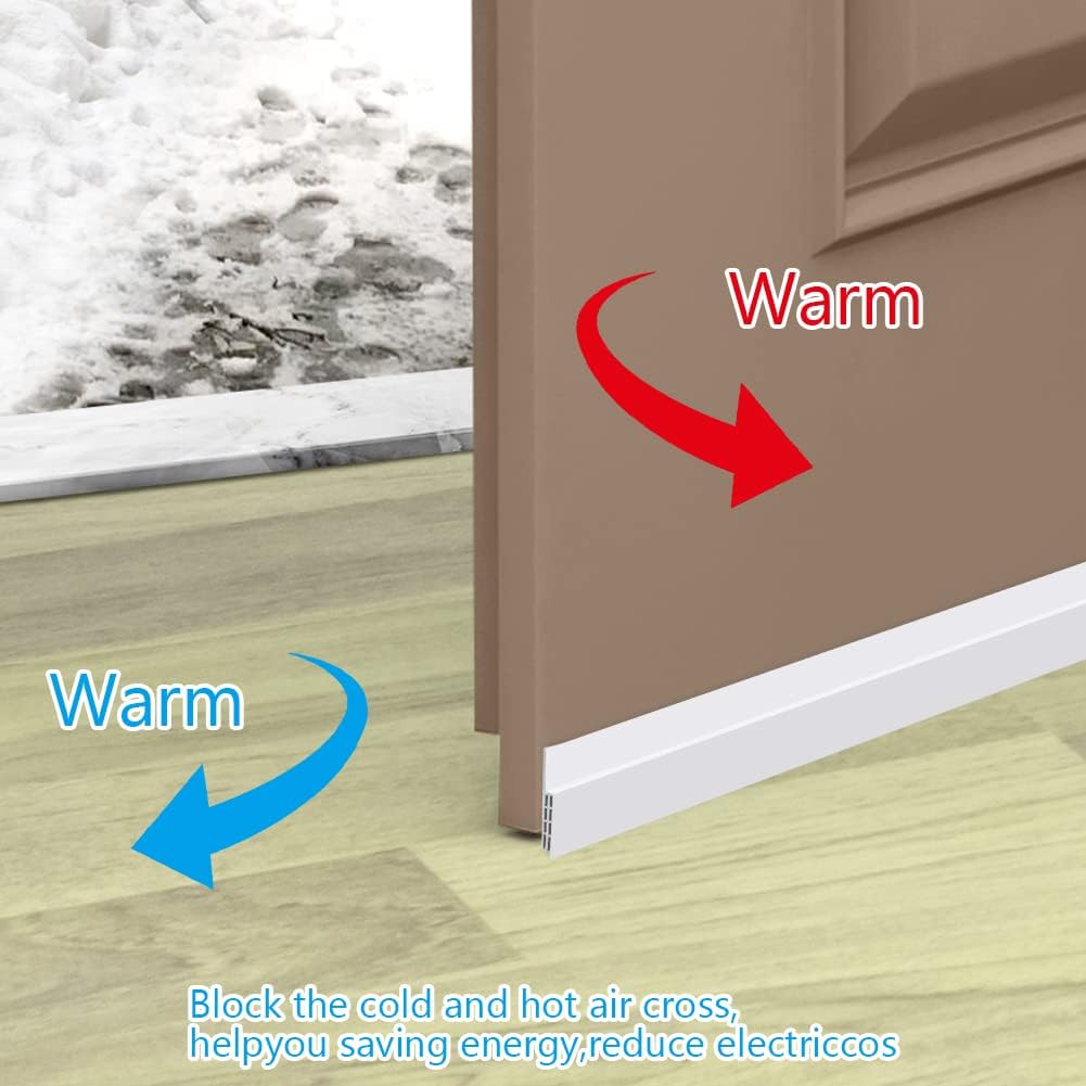 Ainiv 2 Pack Door Draft Stopper Weather Stripping Seal - White
