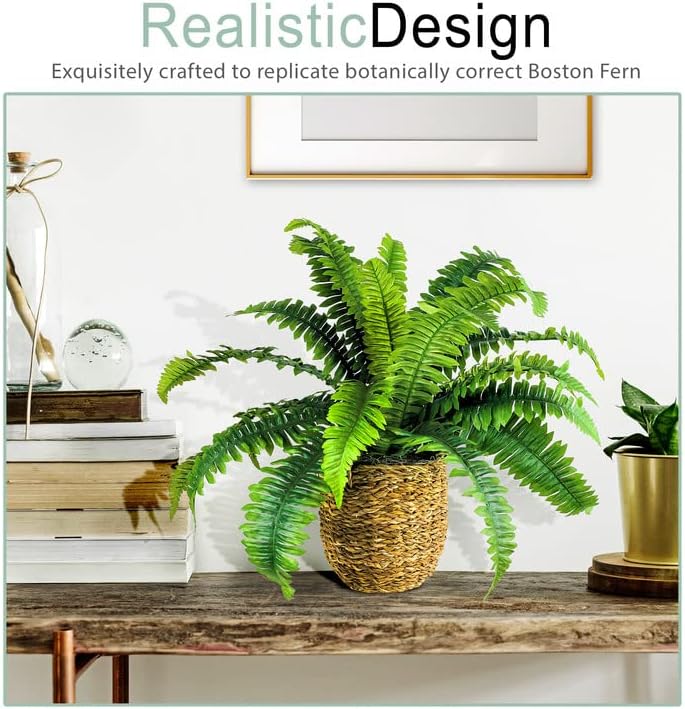 24 Inch Boston Fern in Woven Basket Artificial Plant