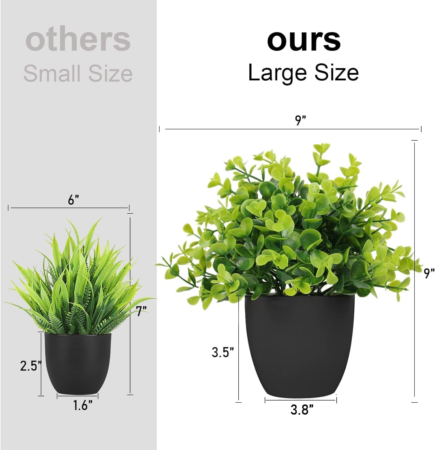 LELEE Artificial Potted Plants 4 Pack Medium Eucalyptus Decorative Grass
