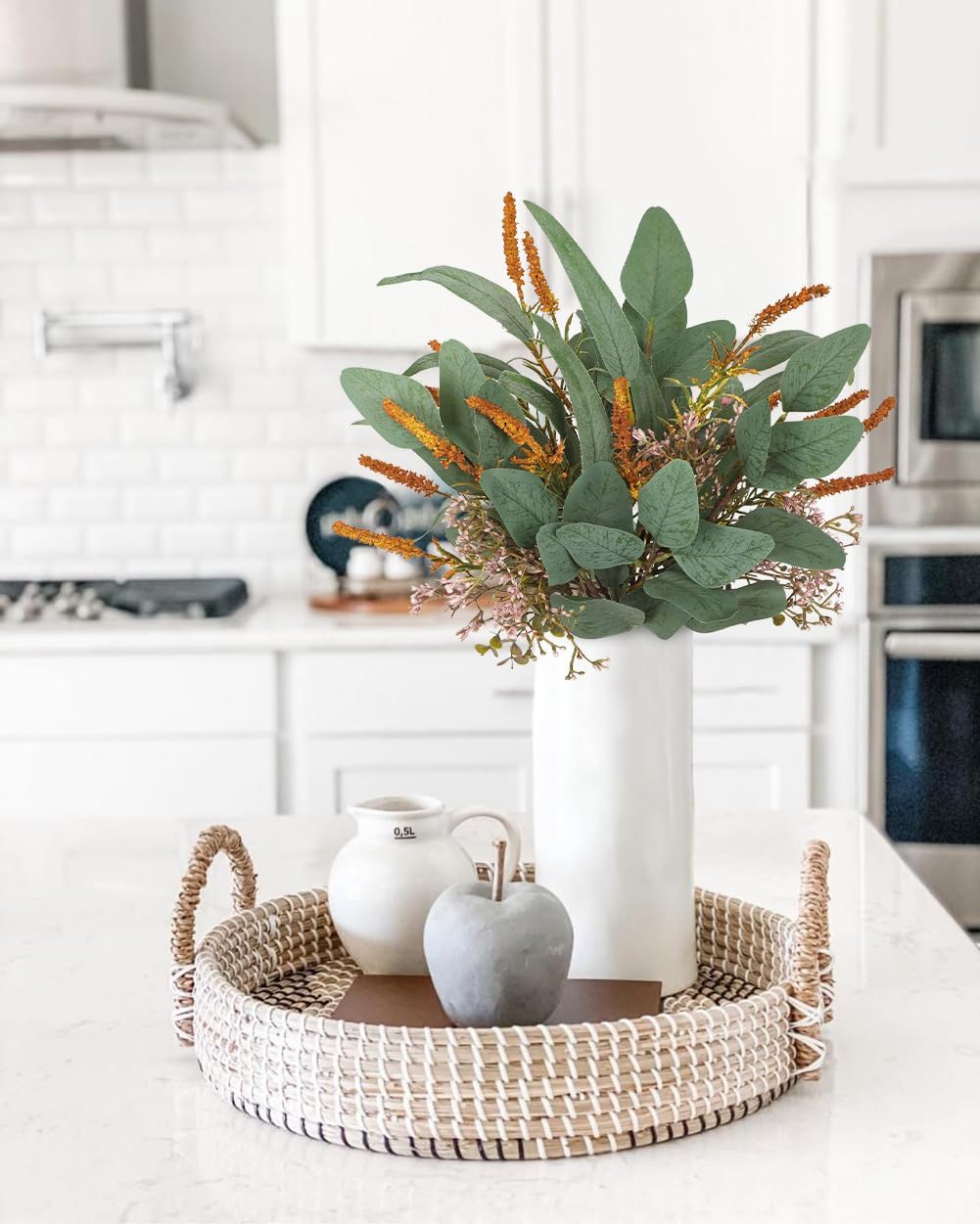 Fall Artificial Eucalyptus Bouquet with Orange Sage Leaves 1