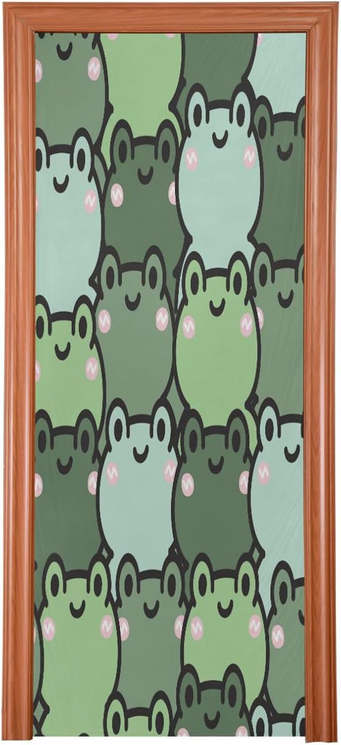 Susiyo Frog Green Halloween Door Cover Stretch Fabric Door Decoration for Home Parties and Holidays
