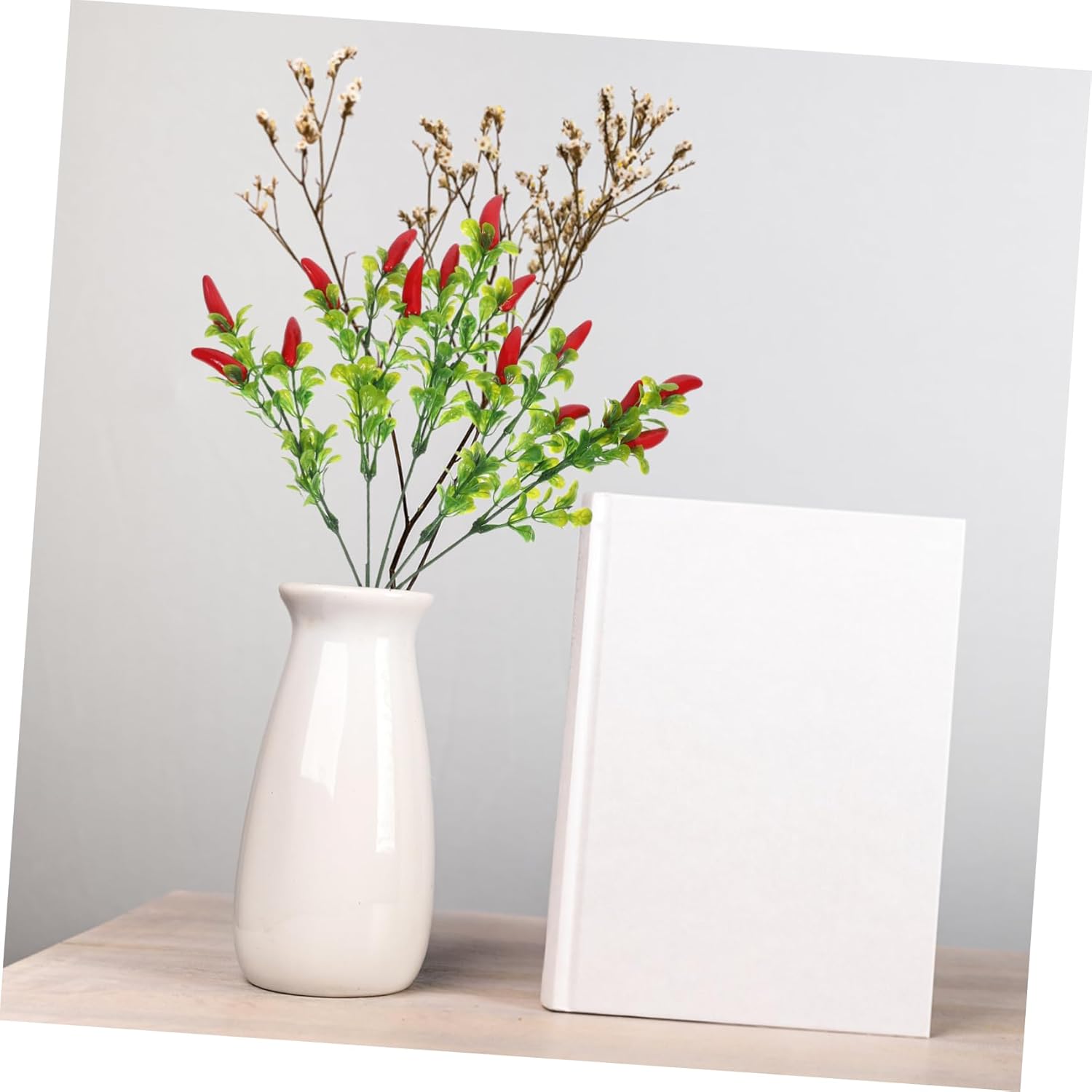 3pcs Lifelike Faux Red Chili Pepper Stems for Home Decor