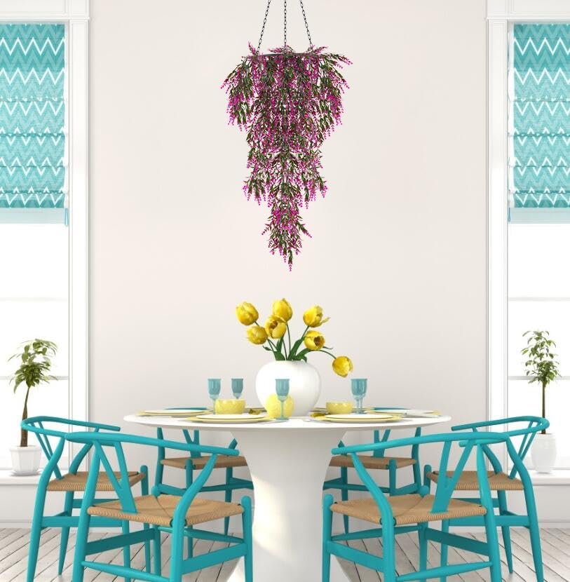 SJL Artificial Flower Hanging Vine Faux Lavender UV Resistant Decor