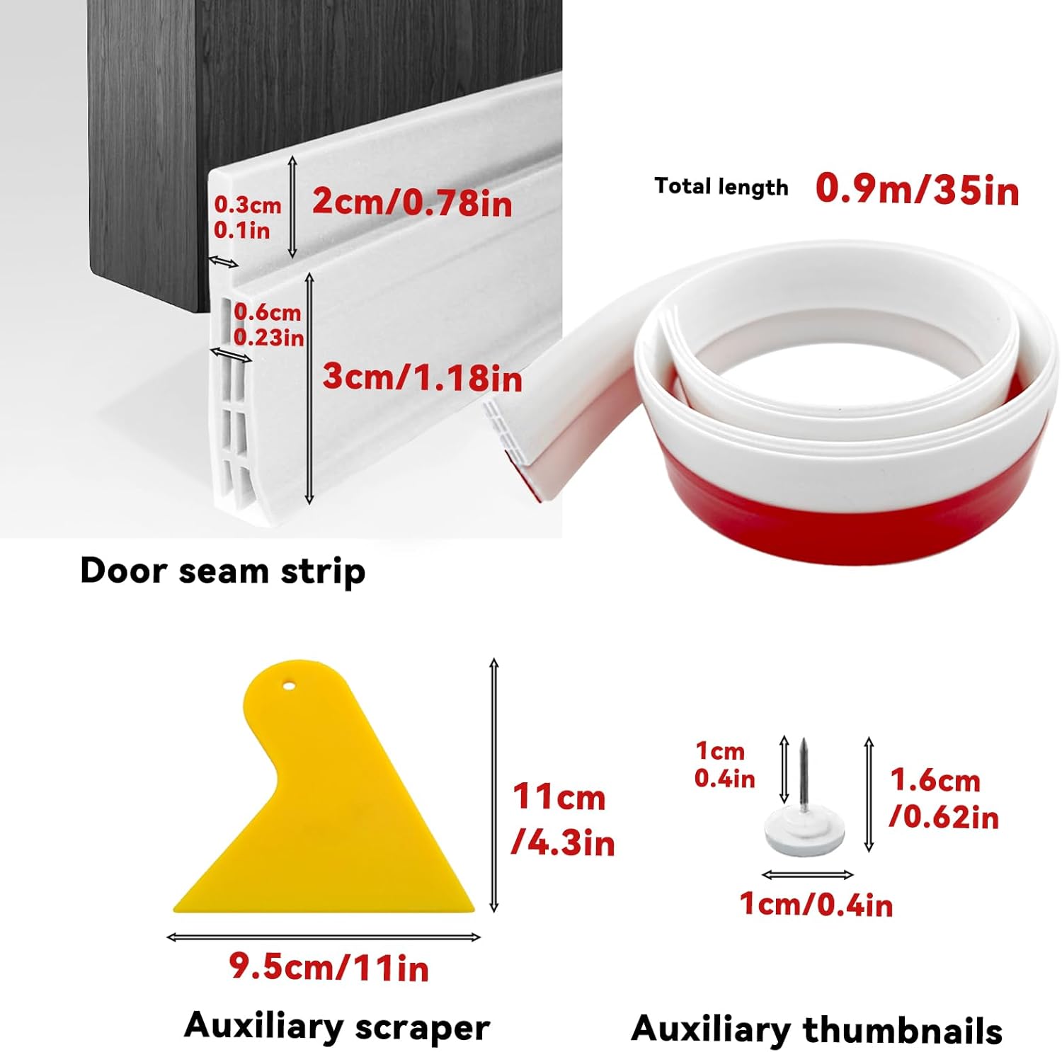 Daily Treasures 2 Pack Draft Stopper with Scraper and 10 Pushpins
