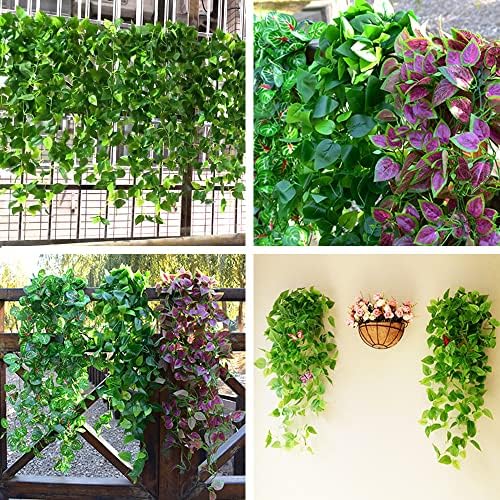 3PCS Perilla Leaves Artificial Hanging Plants for Indoor Outdoor Decor