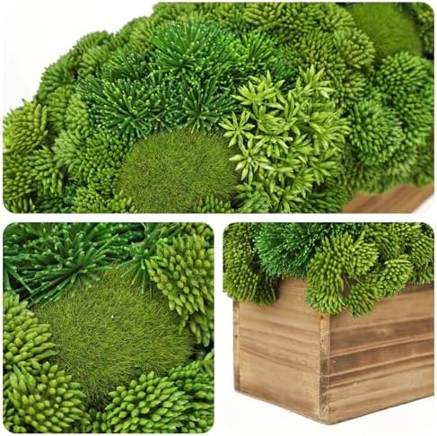 Briful Artificial Succulent Plants in Wooden Planter Pot