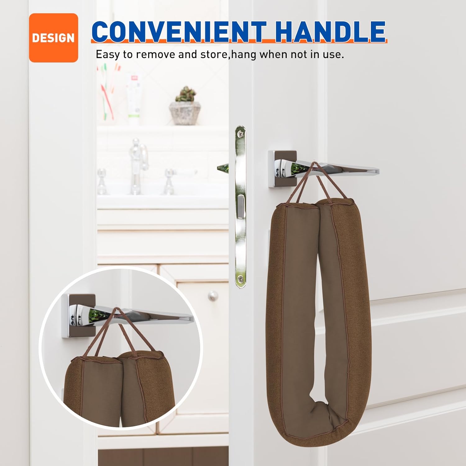 MAGZO 36 Inch Door Draft Stopper Weighted Triangular Snake for Winter Noise Blocker with Hook Loops