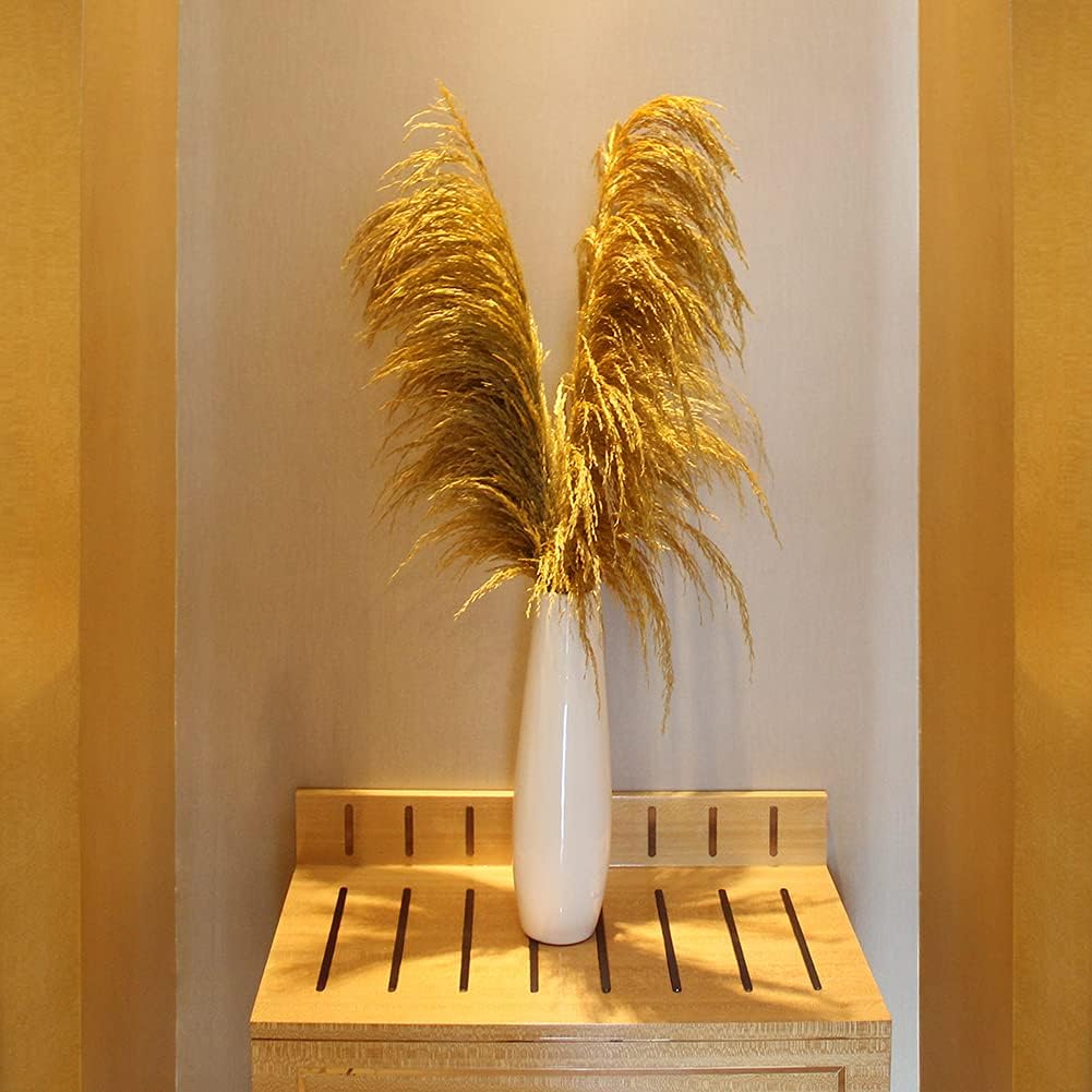 Gold Yellow Pampas Grass 4Pcs Rustic Decor for Living Room