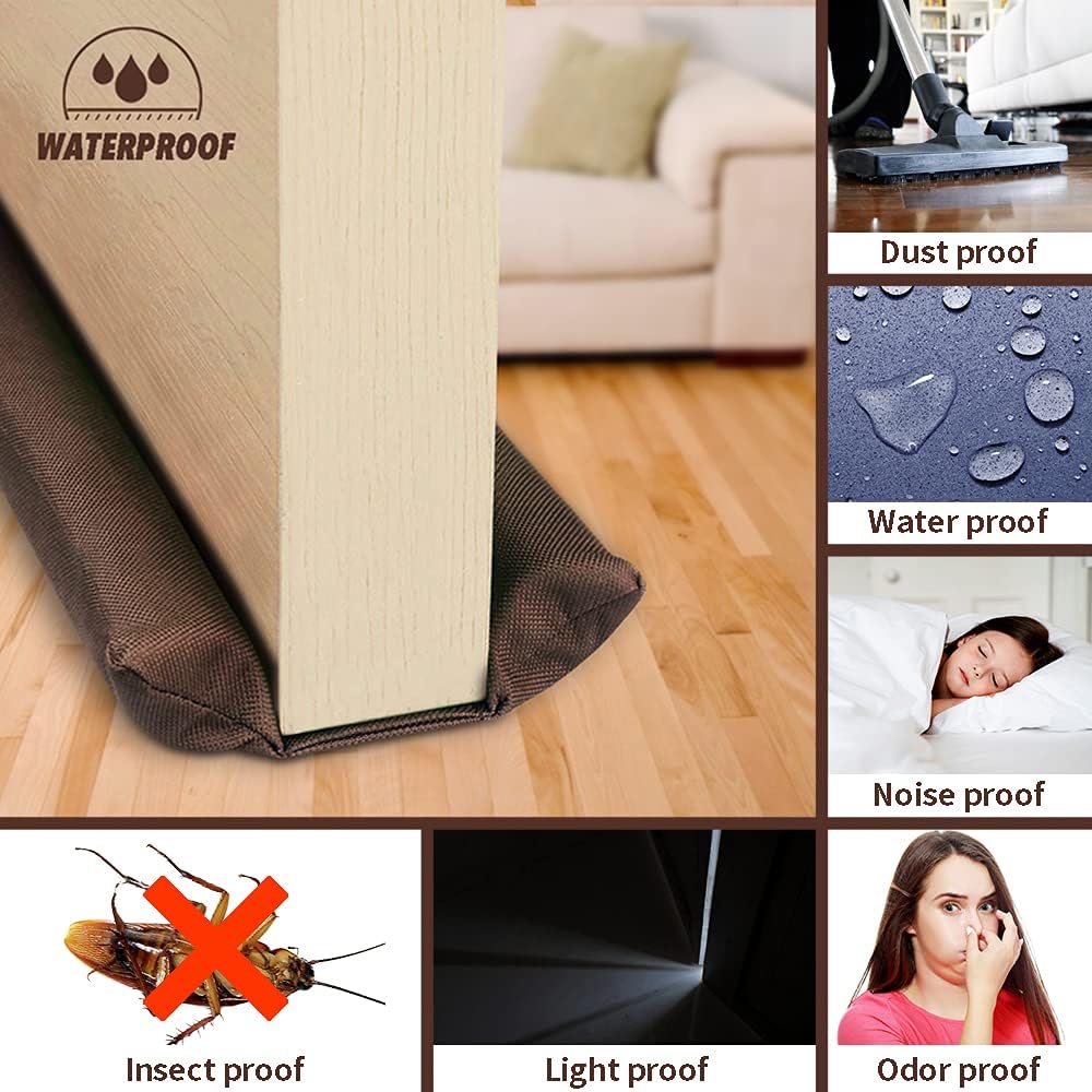 Waterproof Twin Door Draft Stopper 30 to 36 Inches Adjustable