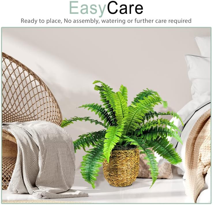 24 Inch Boston Fern in Woven Basket Artificial Plant