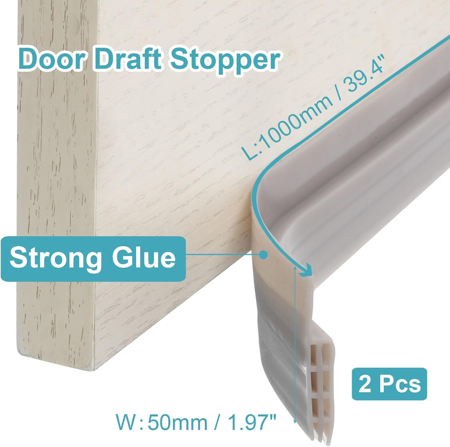 Uxcell 2 Pcs Silicone Door Draft Stopper for Exterior and Interior Doors