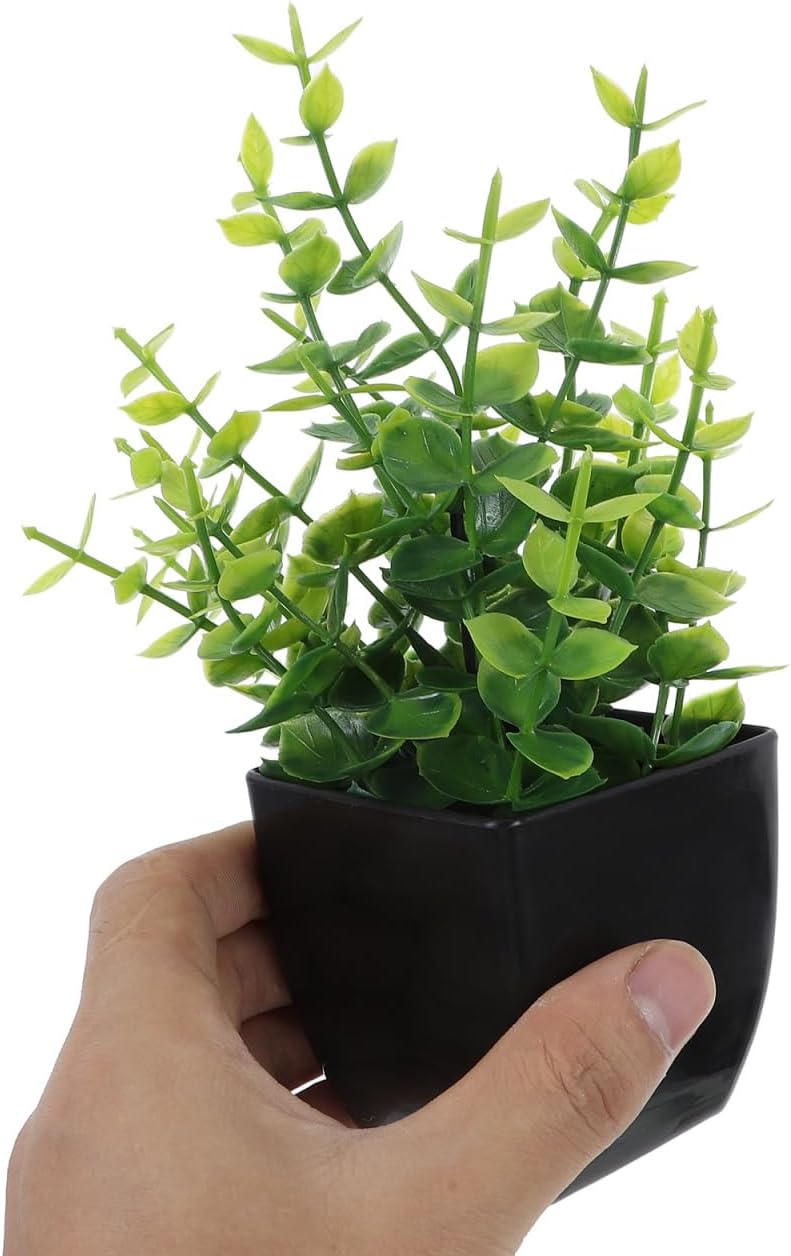 BESTYASH 4Pcs Small Faux Greenery in Black Pots Realistic Artificial Plants for Indoor Decor