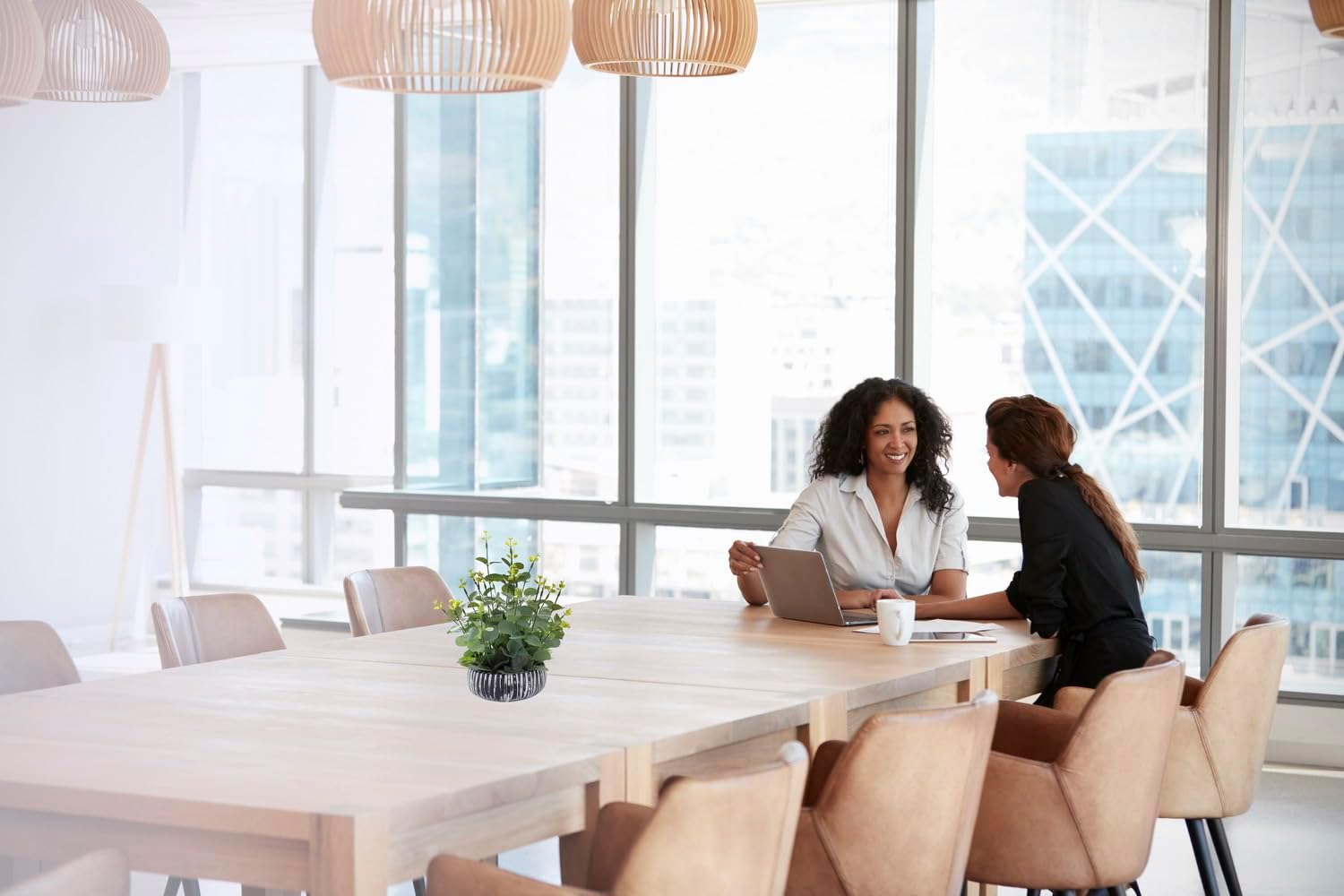 Artificial Eucalyptus Plant with Rustic Black Cement Pot for Home Office Decor