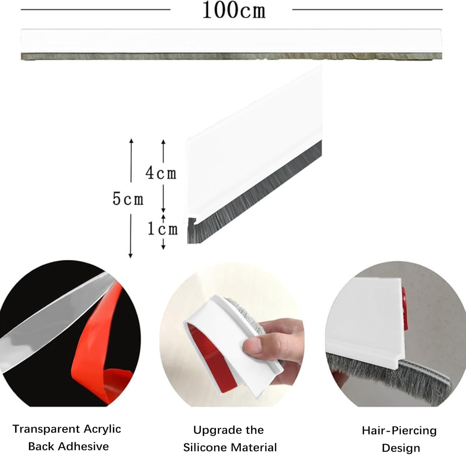 39 Inch Door Draft Stopper with Brush - Heavy Duty Weather Stripping Seal