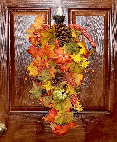 25 Inch Artificial Fall Decor Teardrop Swag