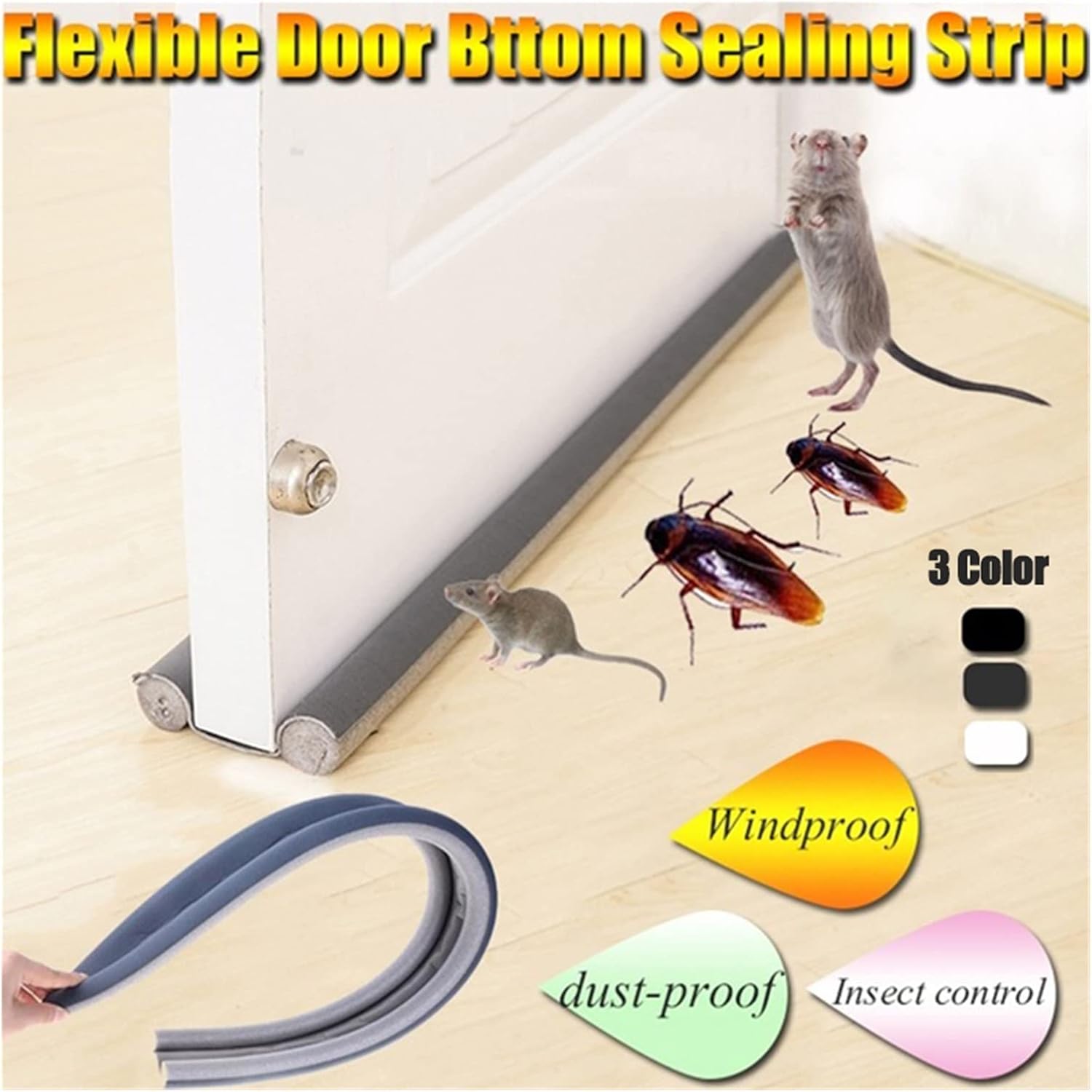 Jinghong 95cm Flexible Door Bottom Sealing Strip Soundproof Noise Reduction Draft Stopper