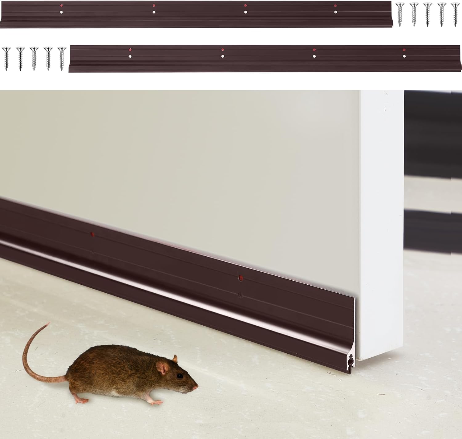 Gisafai 2 Pcs 36 Inch Metal Door Draft Stopper Brown