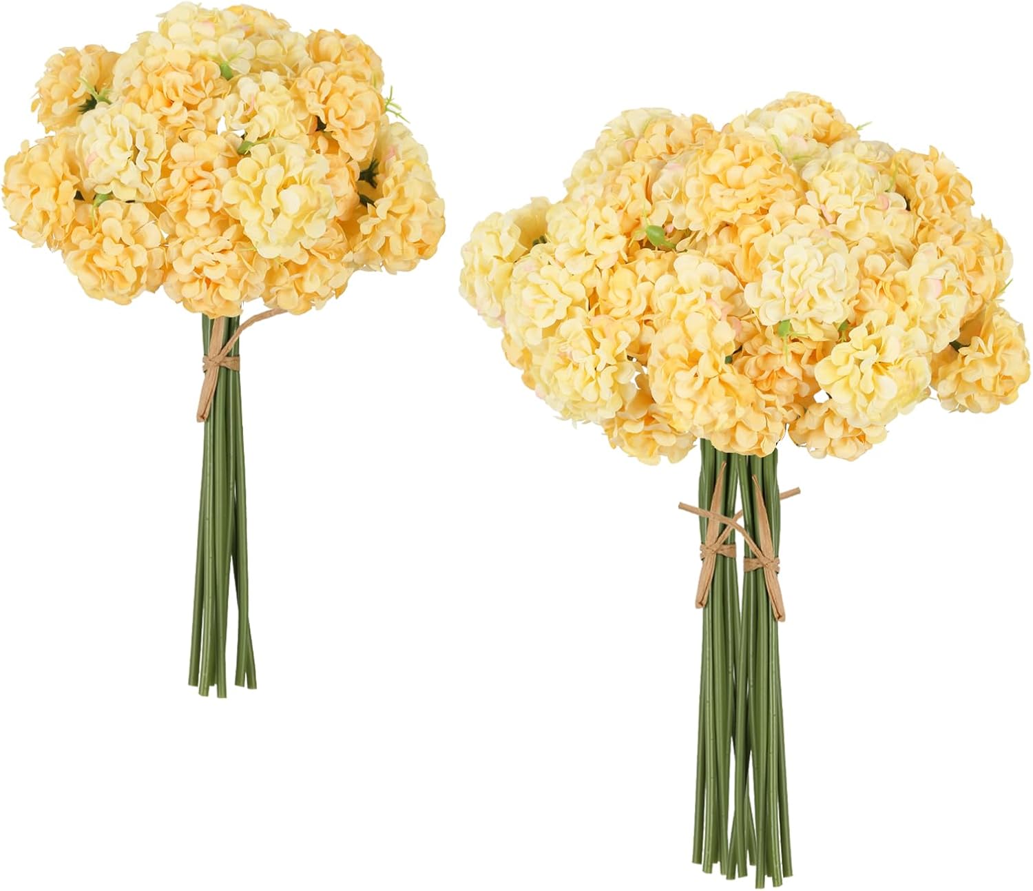 18 Pcs Yellow Hydrangea Artificial Flowers Bouquets Home Decor
