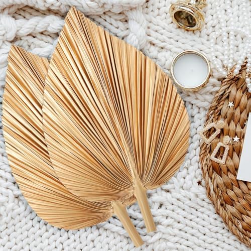 4 Pcs Large Gold Dried Palm Leaves Decor