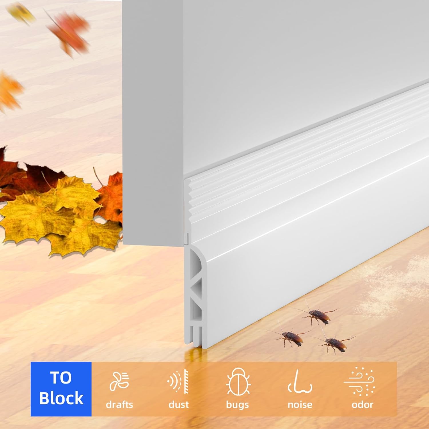 Under Door Draft Stopper 39in White Door Sweep