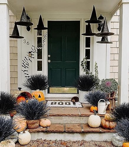 Fake Black Plants Artificial Grass for Outdoor Halloween Decor 12Pcs