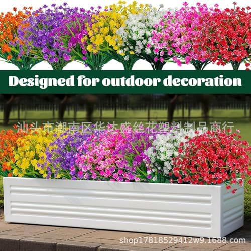 6 Bundles Artificial Flowers for Outdoor Decoration