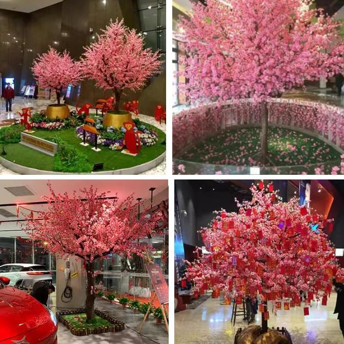 QIUPAI Artificial Peach Blossom Tree 1mx08m