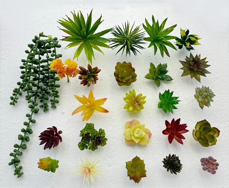 24 Piece Multicolour Artificial Succulent Set