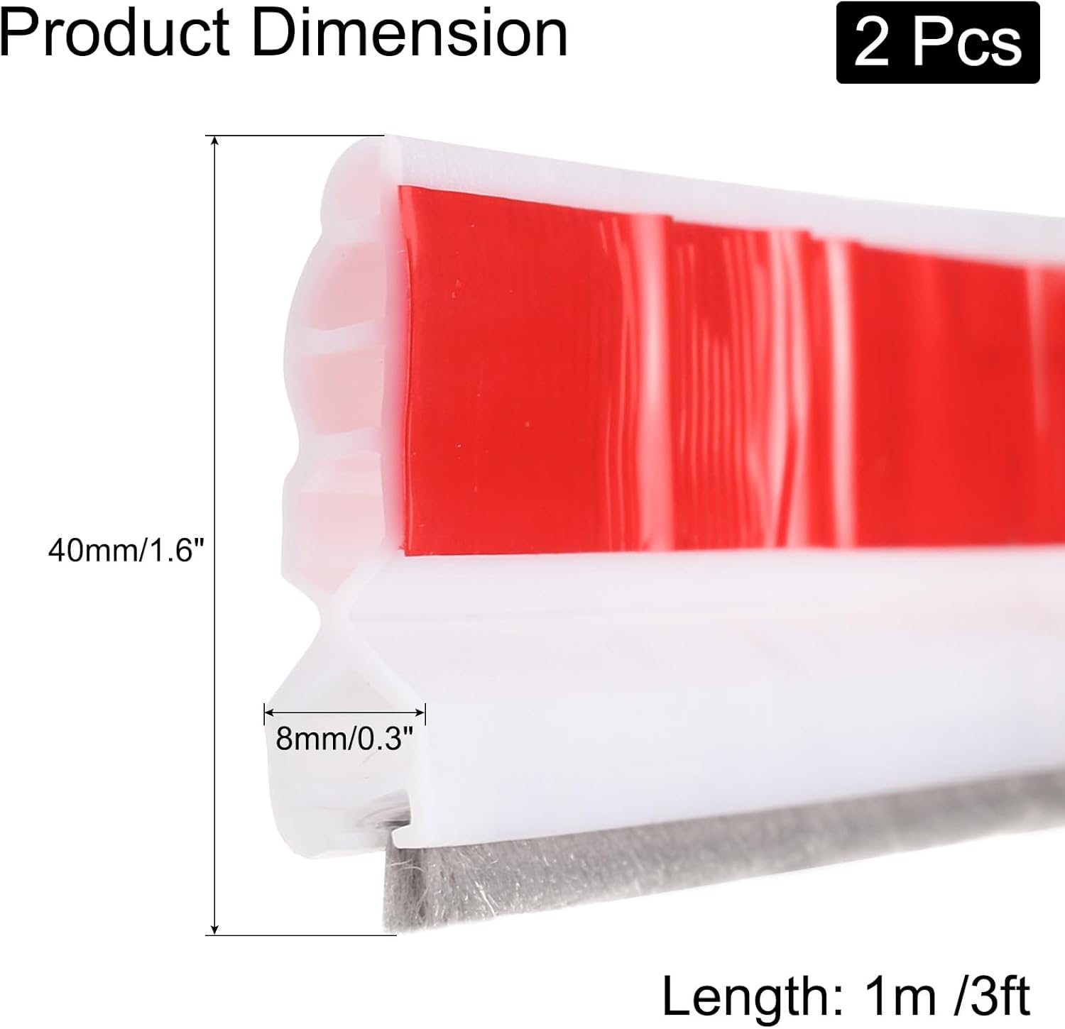 Uxcell Door Draft Stopper with Brush 2 Pcs Self-Adhesive for Bottom of Door White 3Ft