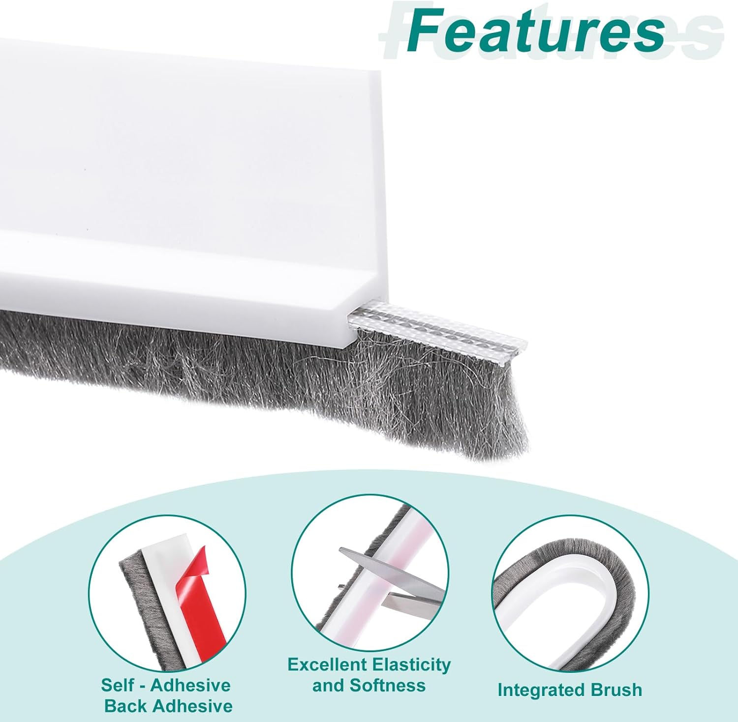 Uxcell Door Sweep 2 x 40 Draft Stopper with Self Adhesive for Doors