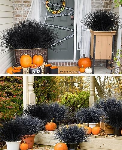 Fake Black Plants Artificial Grass for Outdoor Halloween Decor 12Pcs