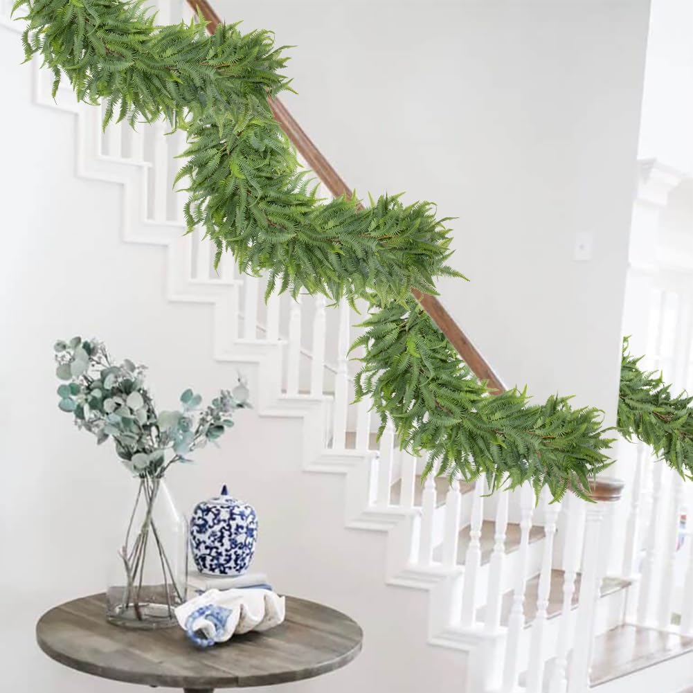 Briful 5ft Greenery Garland Set of 2 Boston Fern Decor