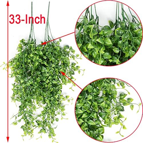 CLONG 2pcs Artificial Hanging Plants 32-in Fake Ivy Vine Outdoor UV Resistant Decor