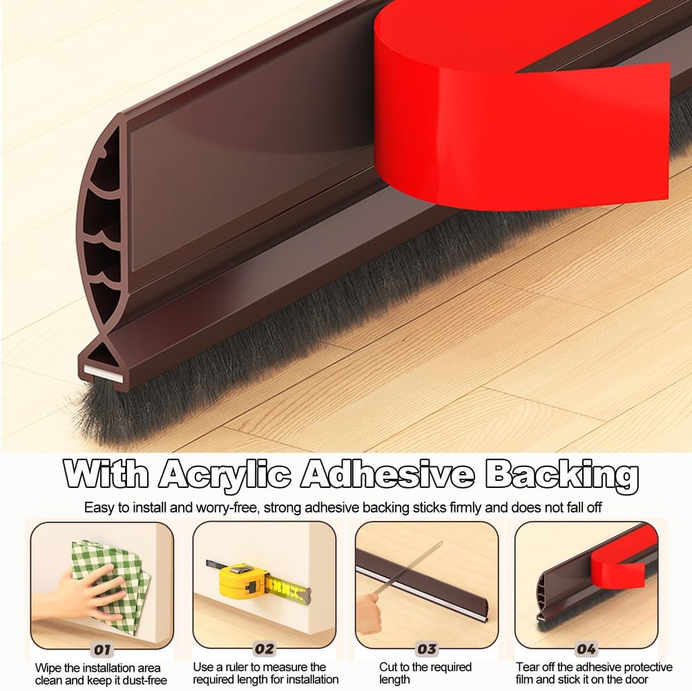 White Under Door Draft Stoppers with Brush