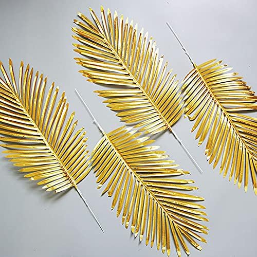 30PCS Artificial Golden Leaves Tropical Palm Faux Plants for Decor