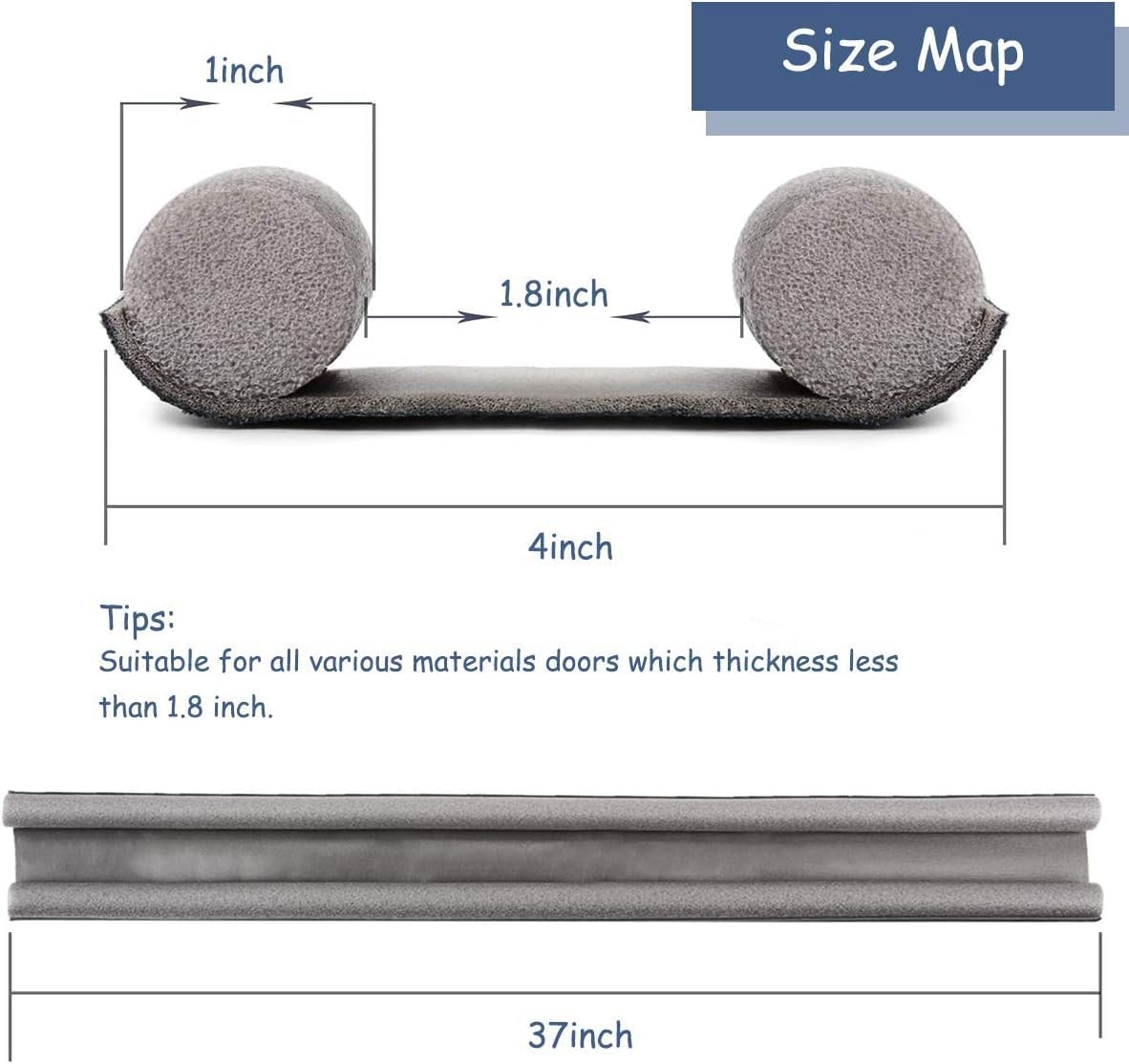 Adjustable Twin Door Draft Blocker - 37 Inch Washable Cuttable