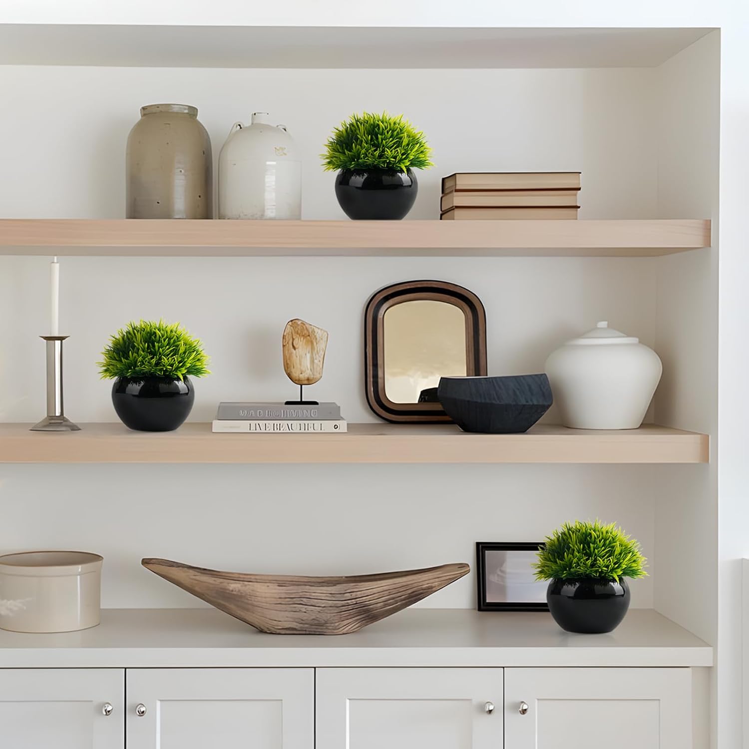 ASHELYULLA Small Fake Plants Set of 3 Artificial Plants for Home Office Decor