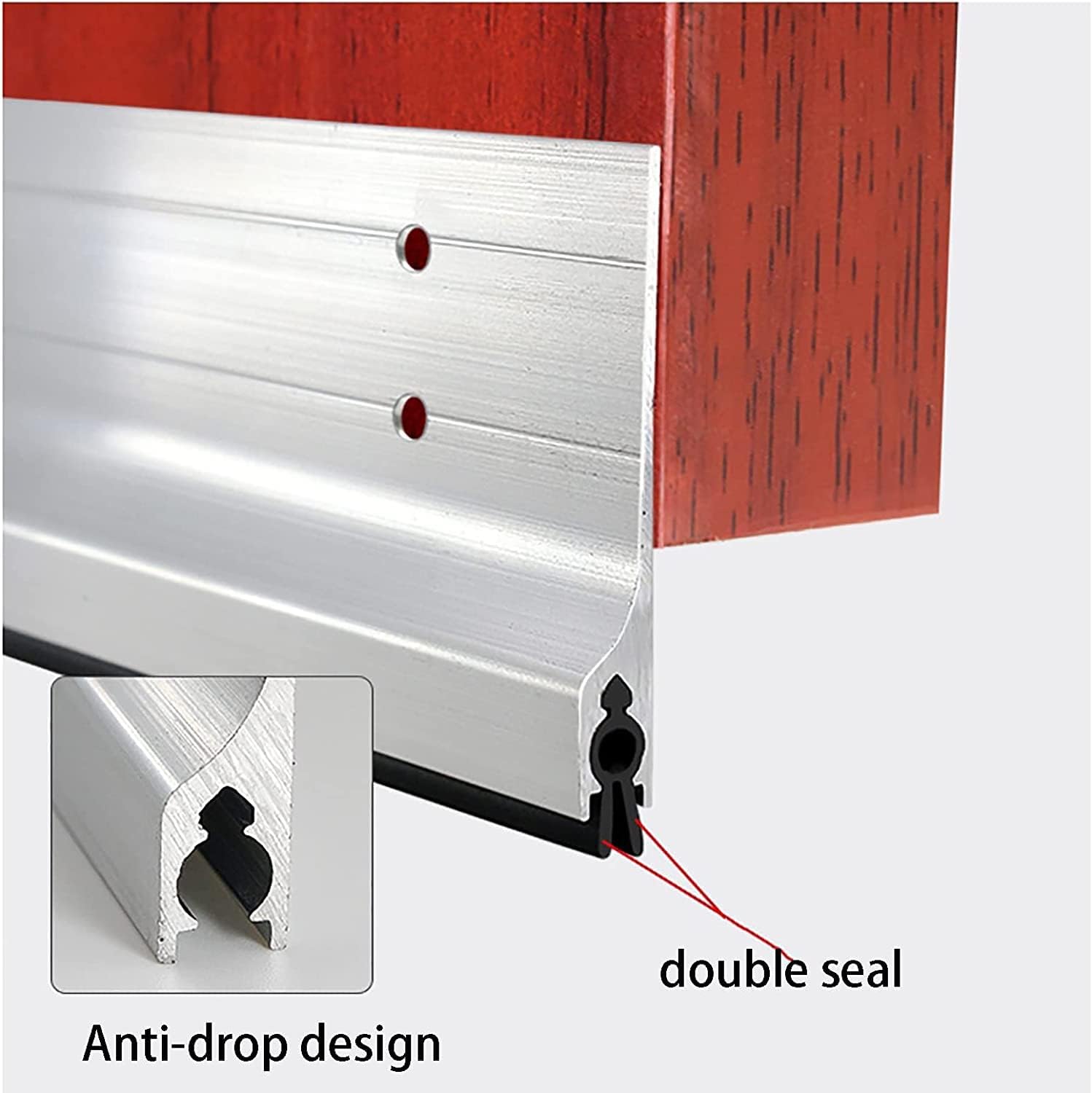 Aluminum Door Seal Strip with Draft Protection - 85cm Silver