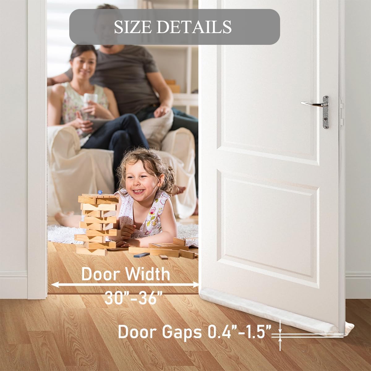 GDHOMM Door Draft Stopper Adjustable 30-36 Inch Bottom Gap Filler