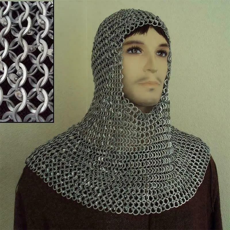 Generic Aluminium Chain Mail Coif Armor Silver