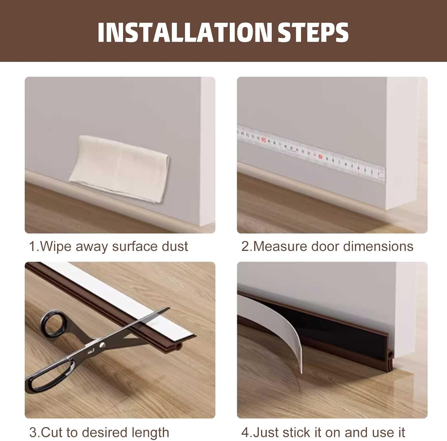 Under Door Draft Stopper with Adhesive Backing 39 Inch Length for Gap Sealing