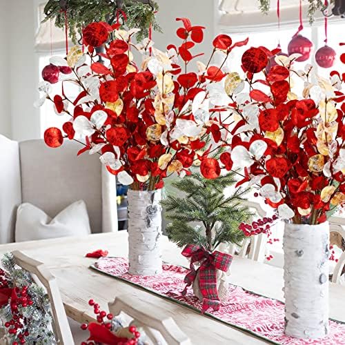 Agusbagli 6 Pcs Artificial Eucalyptus Leaves 28 Velvet Christmas Decor