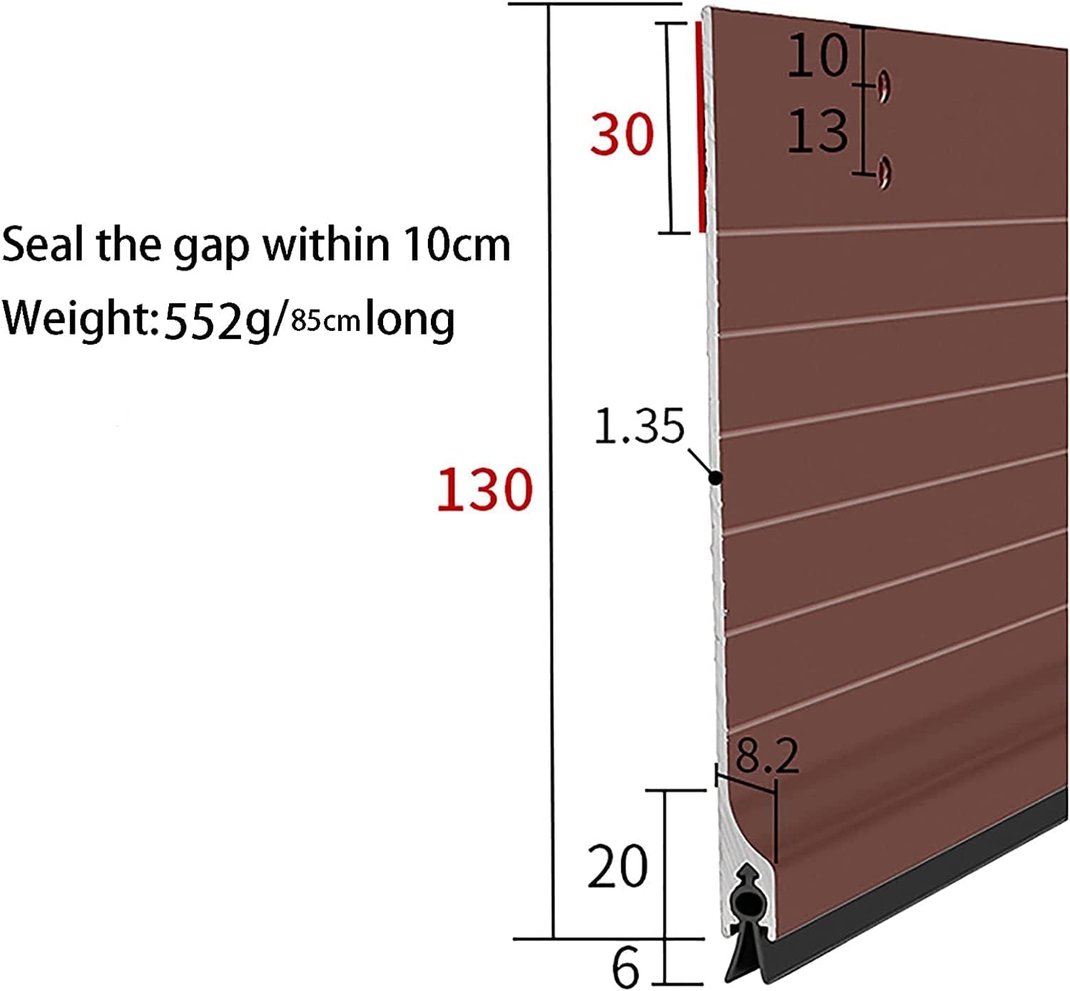 Aluminum Door Seal Strip with Draft Protection - 85cm Silver