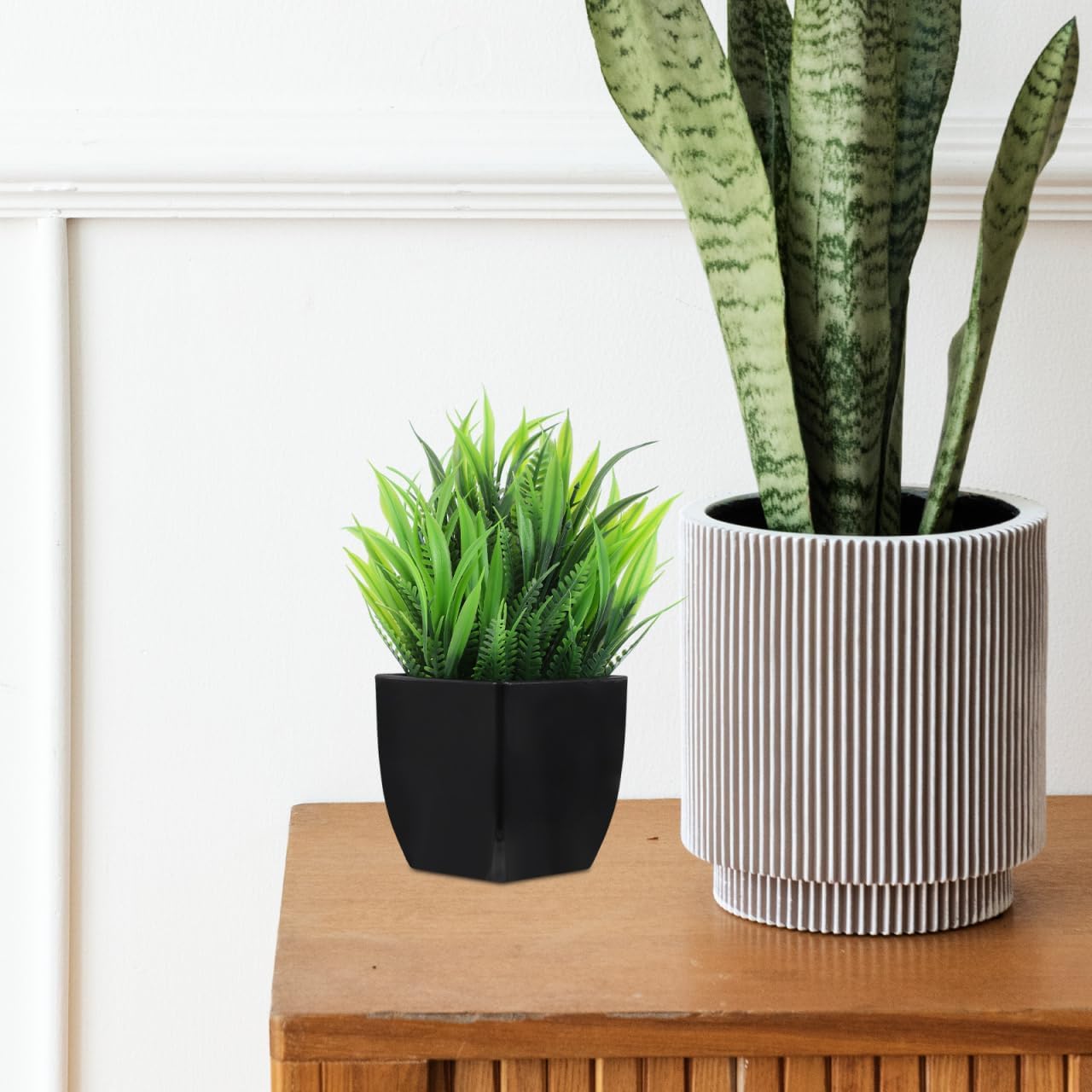 BESTYASH 4Pcs Small Faux Greenery in Black Pots Realistic Artificial Plants for Indoor Decor