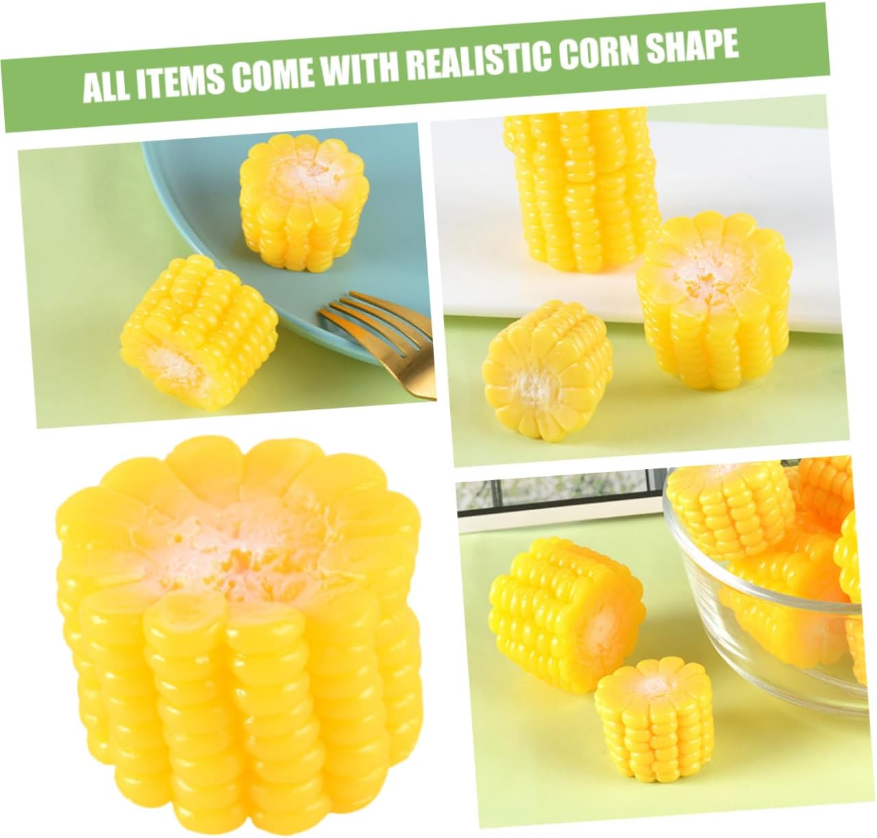 3pcs Realistic Corn Decor Models for Home Kitchen Display and Educational Use
