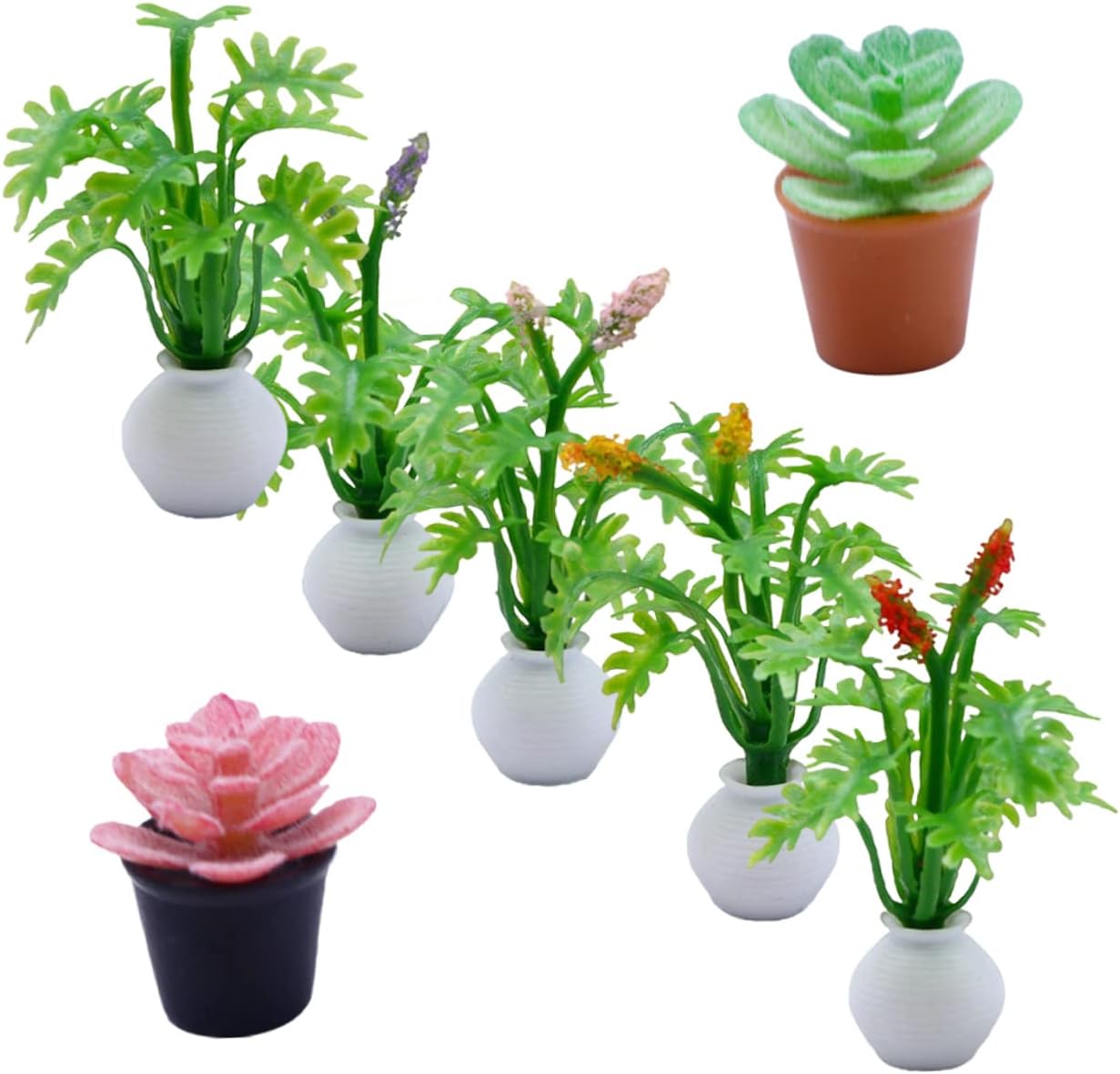 GLEAVI 7Pcs Miniature Succulent Plants Realistic Micro Potted Greenery for Home Desktop and Dollhouse Decor
